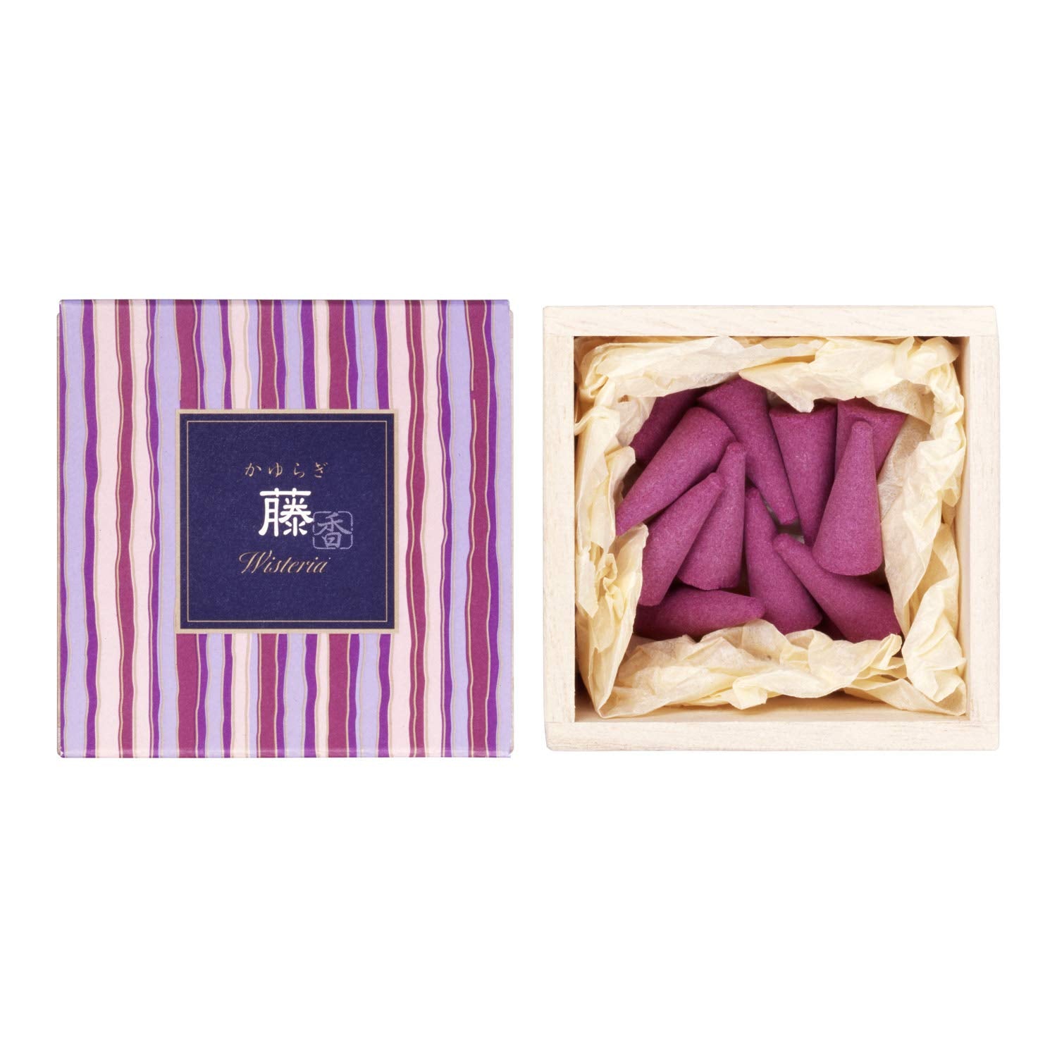 Nippon Kodo Kayuragi Wisteria Cone 12 Pieces with Incense Stand White 12 Pieces (x 1)
