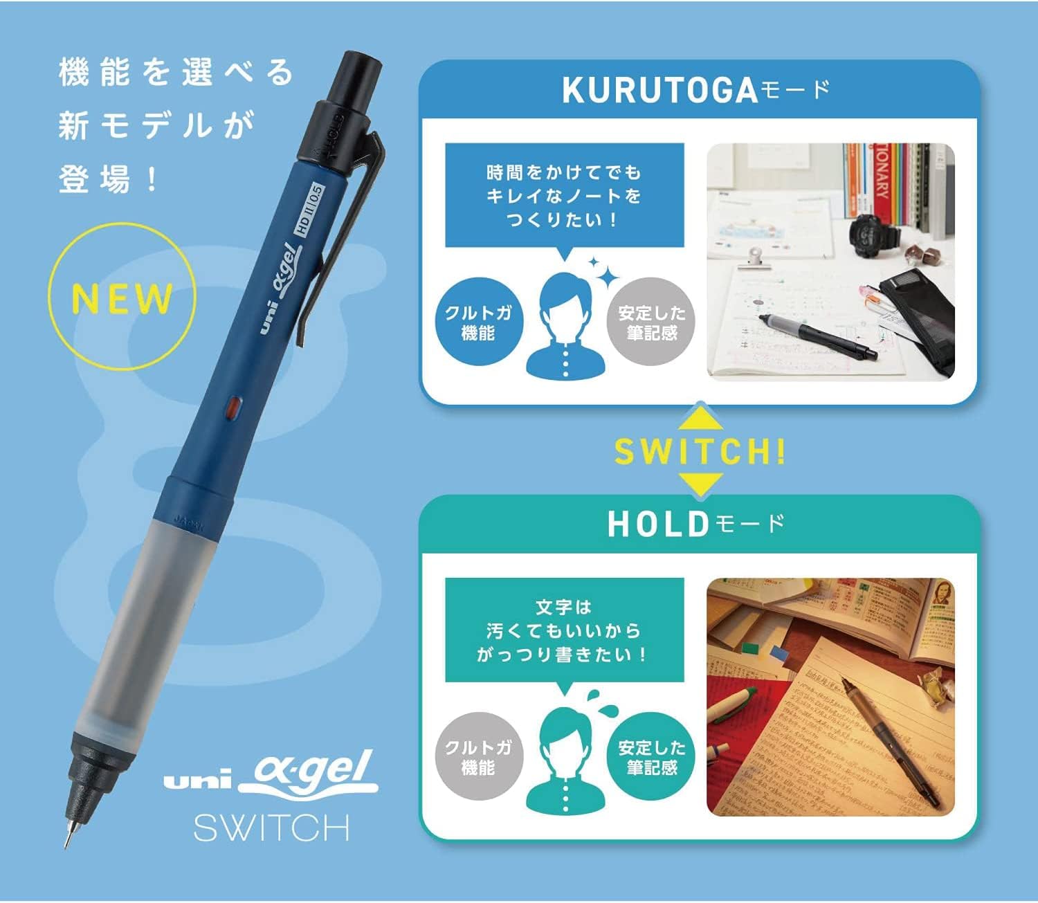 Mitsubishi Pencil Mechanical Pencil Alpha Gel Switch 0.5 Yellow M51009GG1P.2
