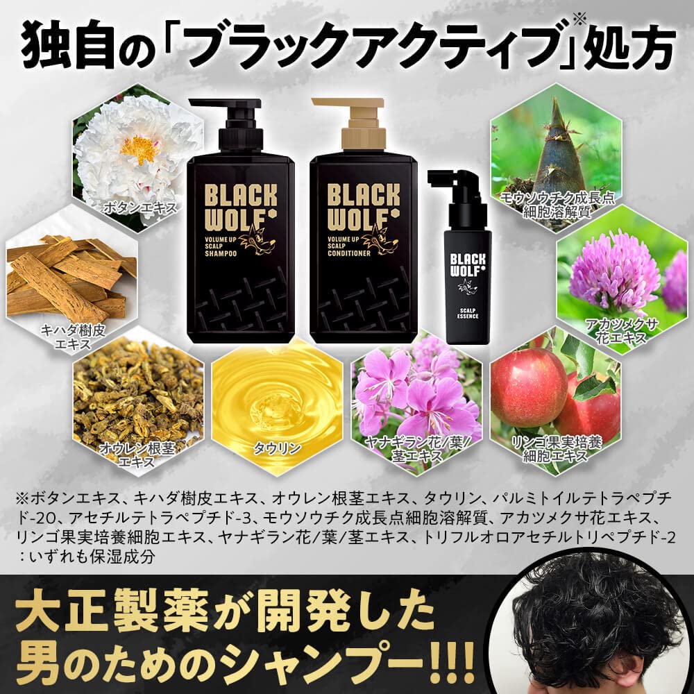 BLACK WOLF (블랙 울프) 볼륨 업 스컬프 컨디셔너 380mL 보틀/다이쇼 제약