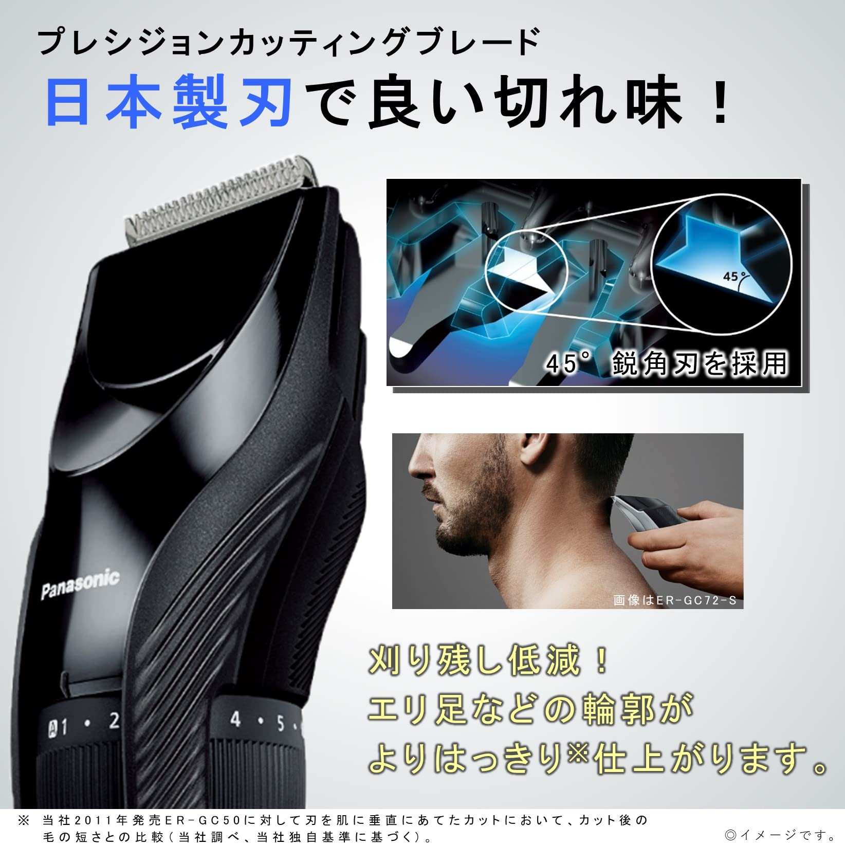 파나소닉 헤어 커터 배리칸 투 블록 대응 충전·교류식 블랙 ER-GC55-K