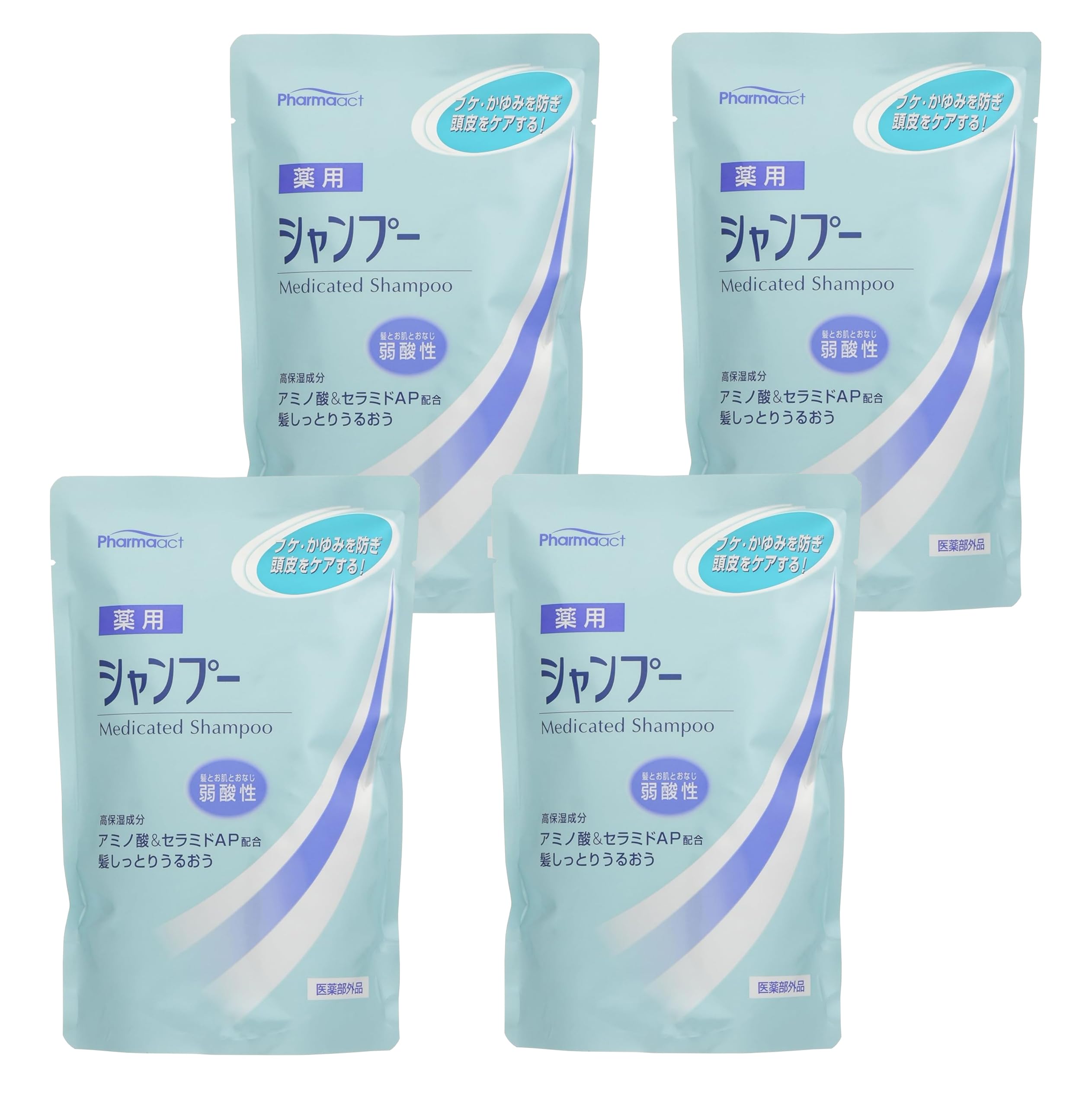 [Bulk Purchase] Kumano Yushi Pharma Act Weakly Acidic Medicated Shampoo Refill 400ml [Quasi-drug] x 4 pieces