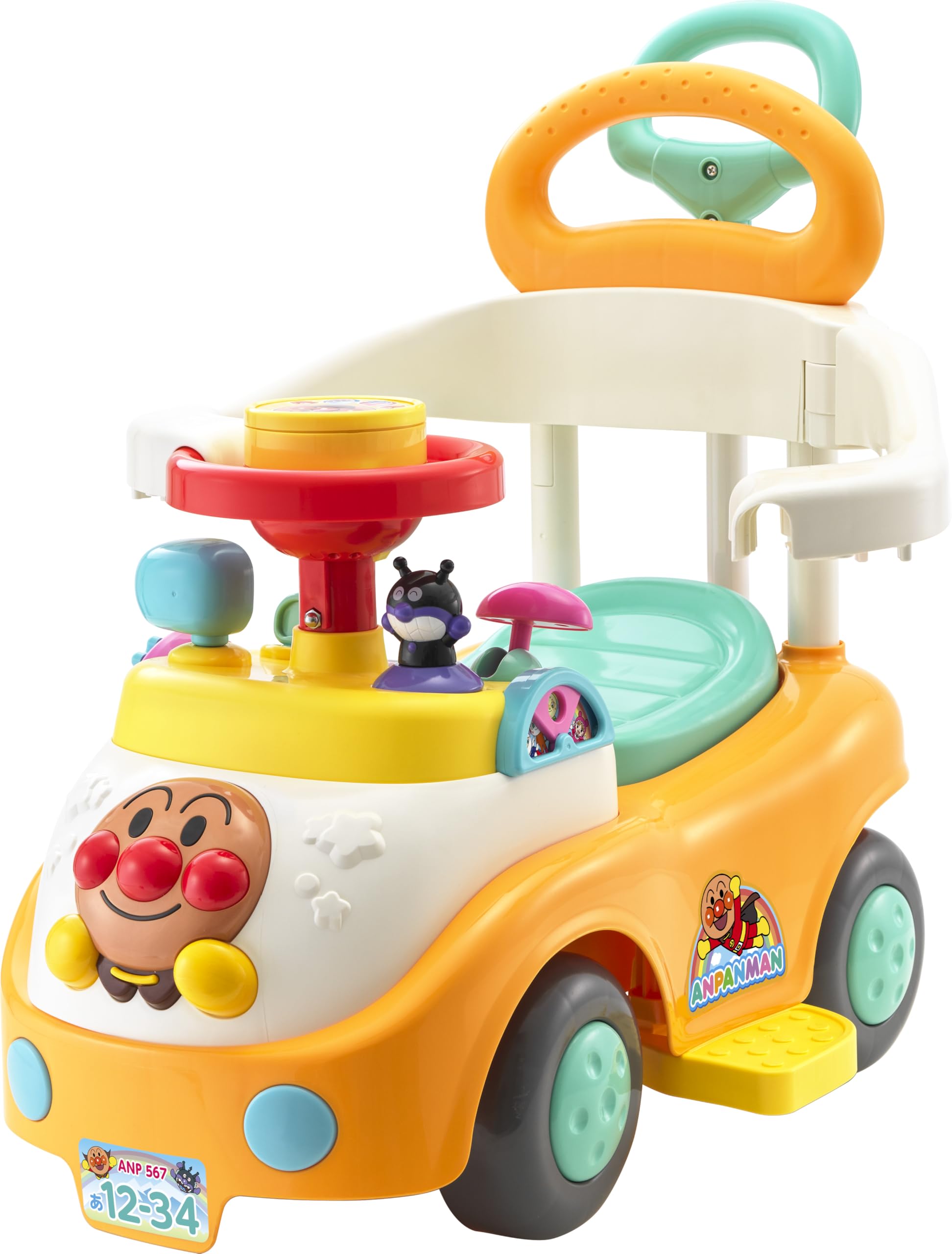 AGATSUMA Drive with Anpanman! 3STEP busy car with push rod + guard (target age: 10 months to 5 years old)
