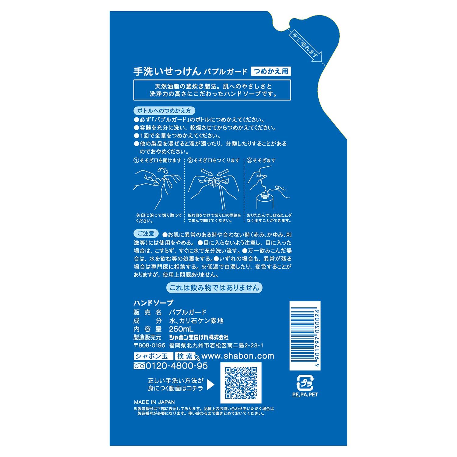 Soap Bubbles Bubble Guard Hand Soap Foam Type Refill 250mL