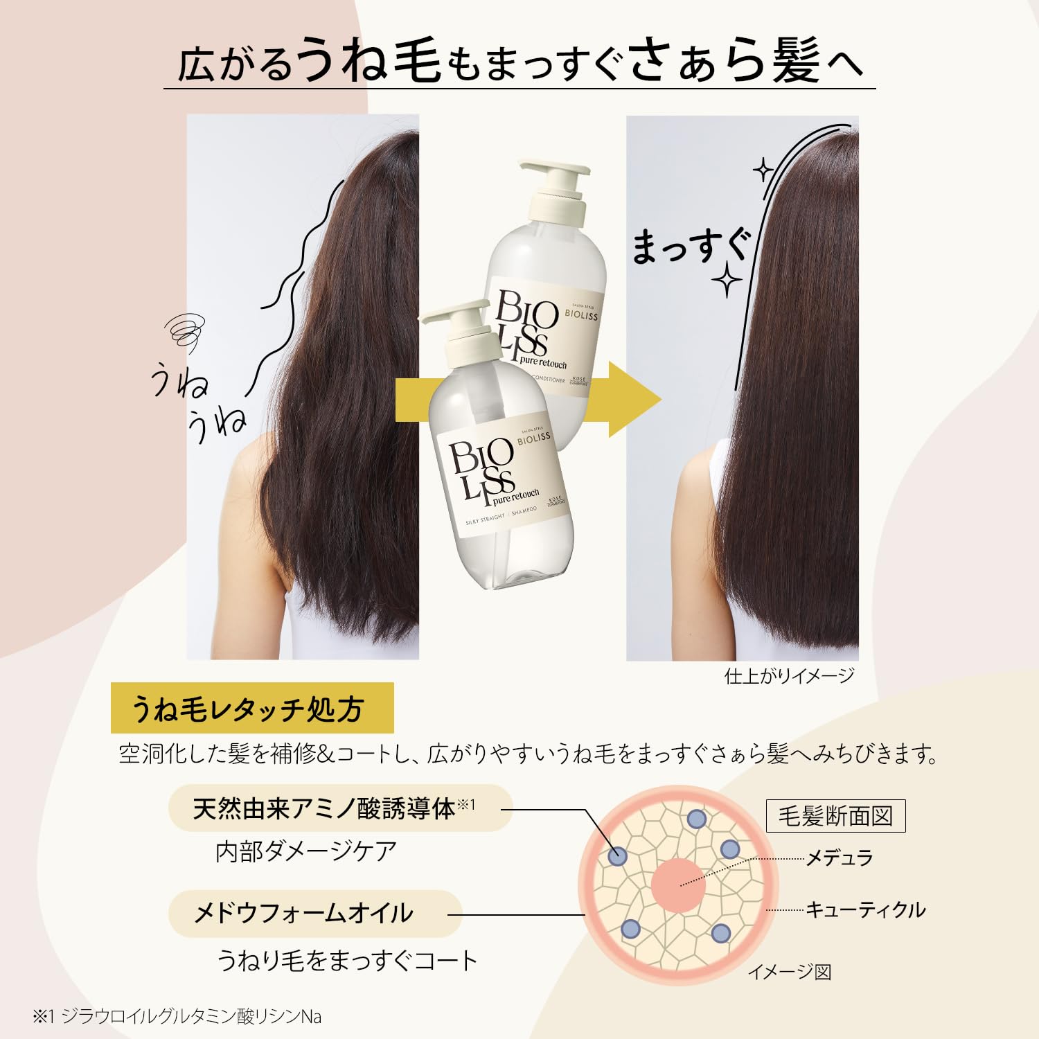 SALON STYLE Biolis Pure Retouch Unesara Shampoo Refill 340mL Straight Type Straight and Smooth Curly Hair Wavy