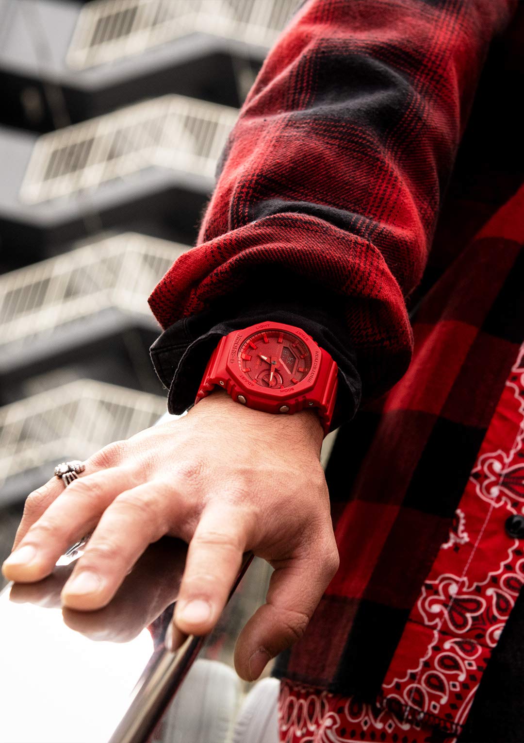 [Casio] G-Shock Watch [Domestic Genuine Product] Carbon Core Guard GA-2100-4AJF Men's Red