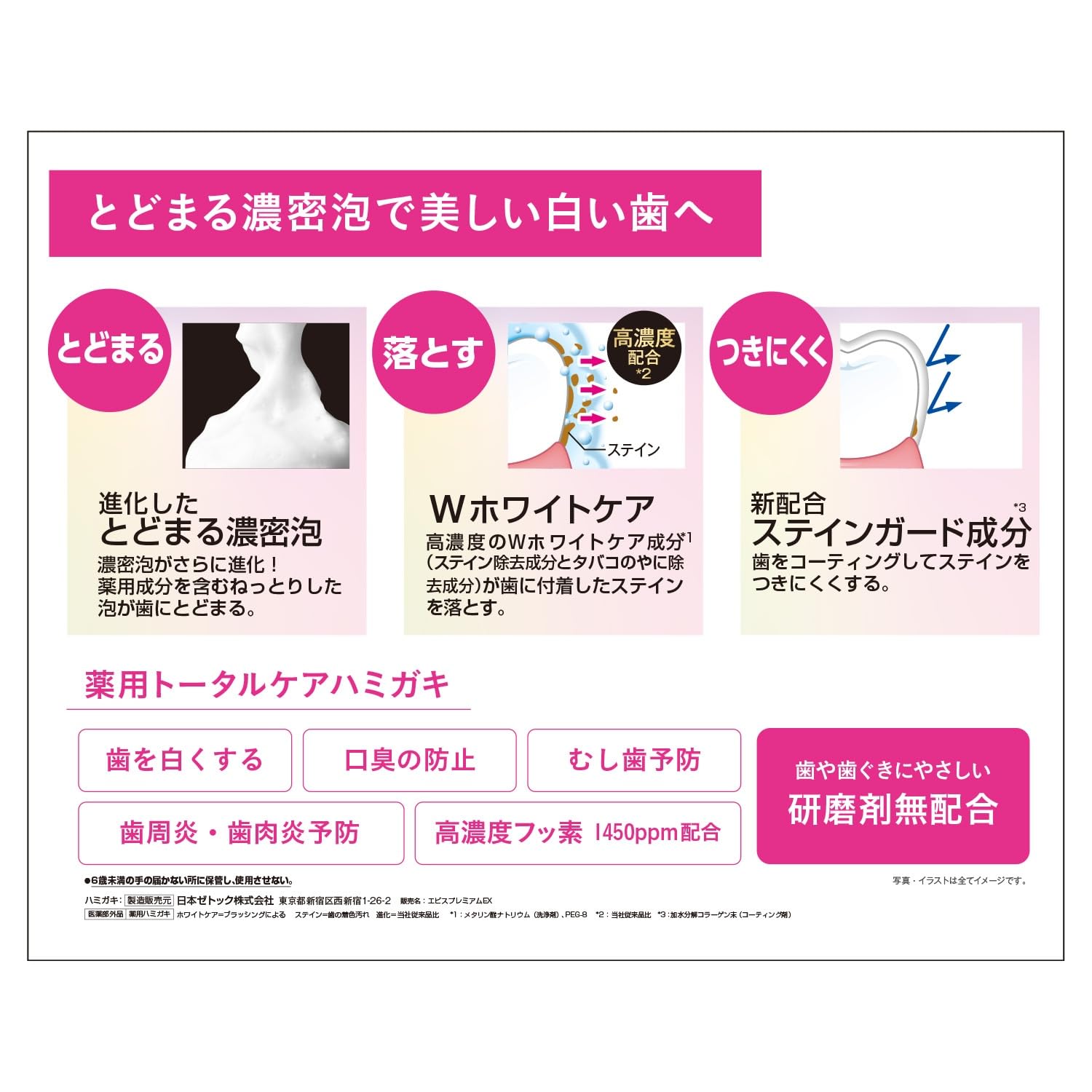 Ebisu Zero Premium Cares EX-90g, set of 1, no abrasives, high concentration of fluoride