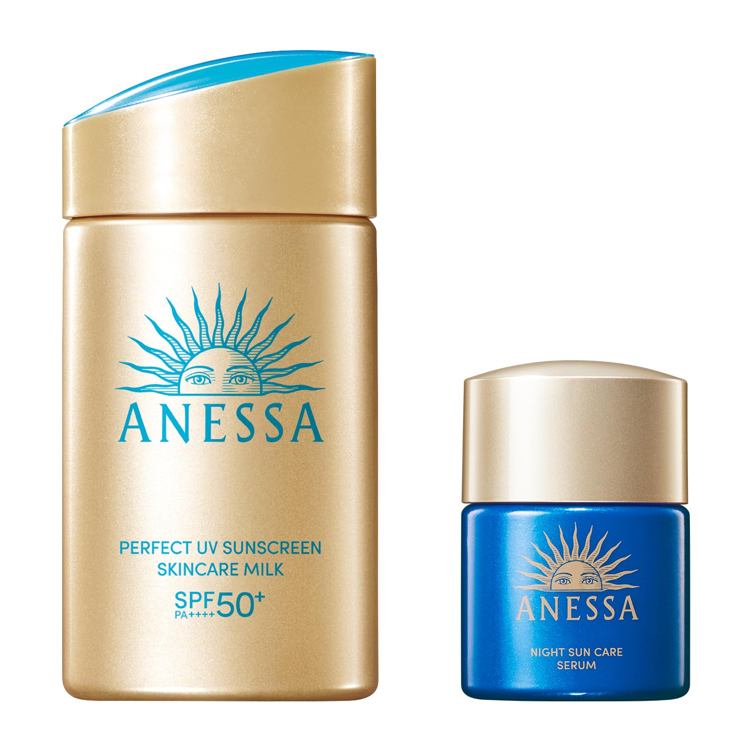 아네사 (ANESSA) 퍼펙트 UV 스킨 케어 밀크 NA 나이트 선 케어 미용액 소형 세트 60mL 【2024년 모델】 SPF50+ PA++++ 자외선 차단제 얼굴・몸용 화장 기초 워터프루프