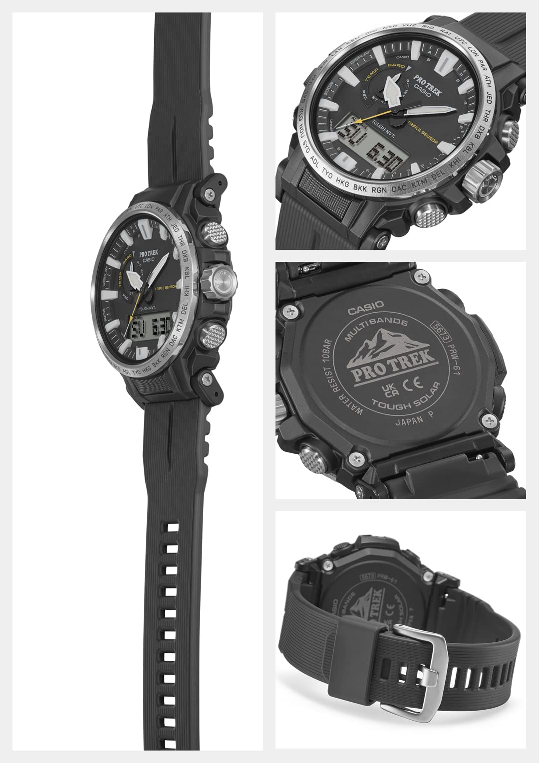 [Casio] Protrek Watch [Domestic Genuine Product] Climber Line Radio Solar Biomass Plastic PRW-61-1AJF Men's Black