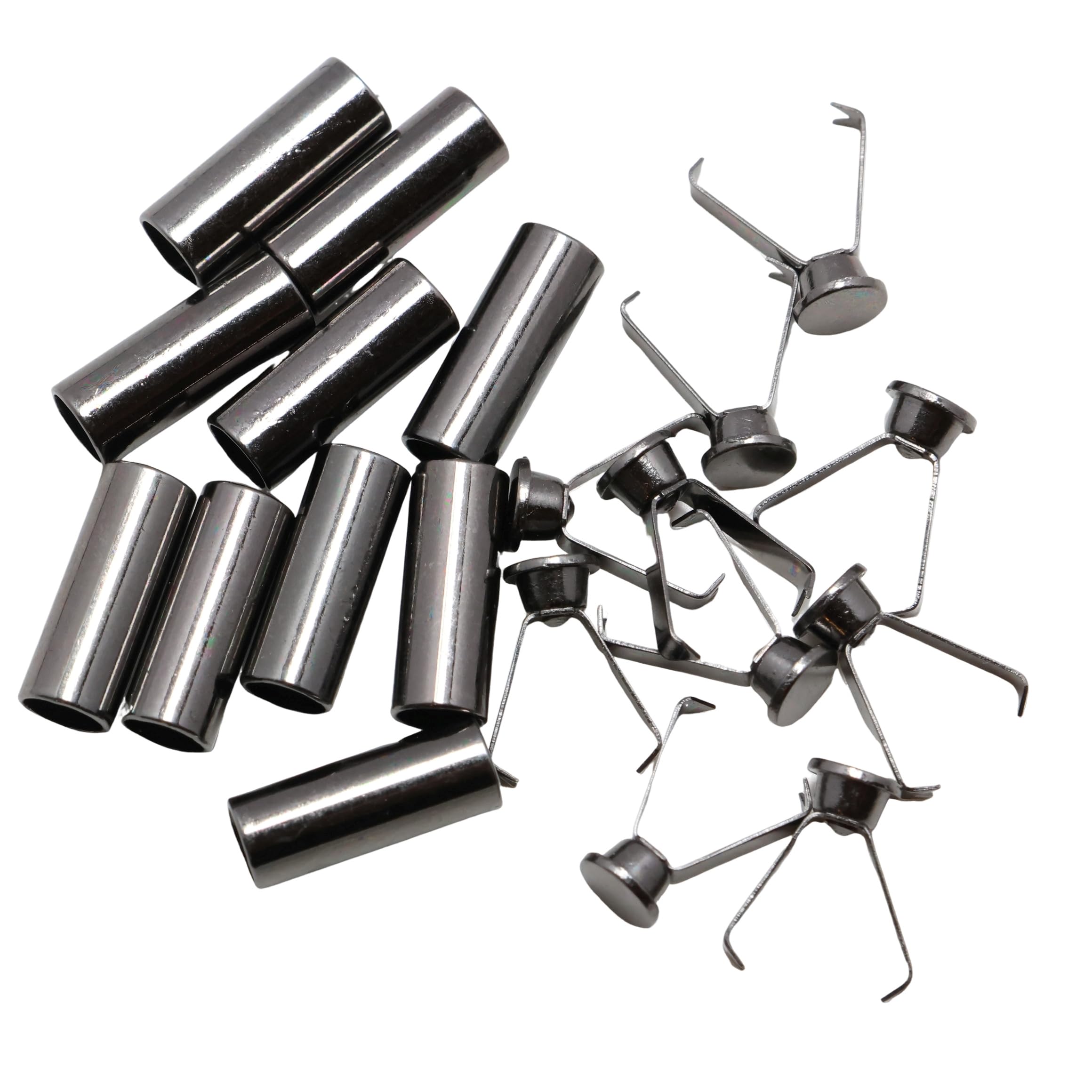 KUKU Kobo Metal Loop End Cord End Hình trụ Đầu lắp dài 15mm Bộ 10 chiếc (Đen Gunmetal)