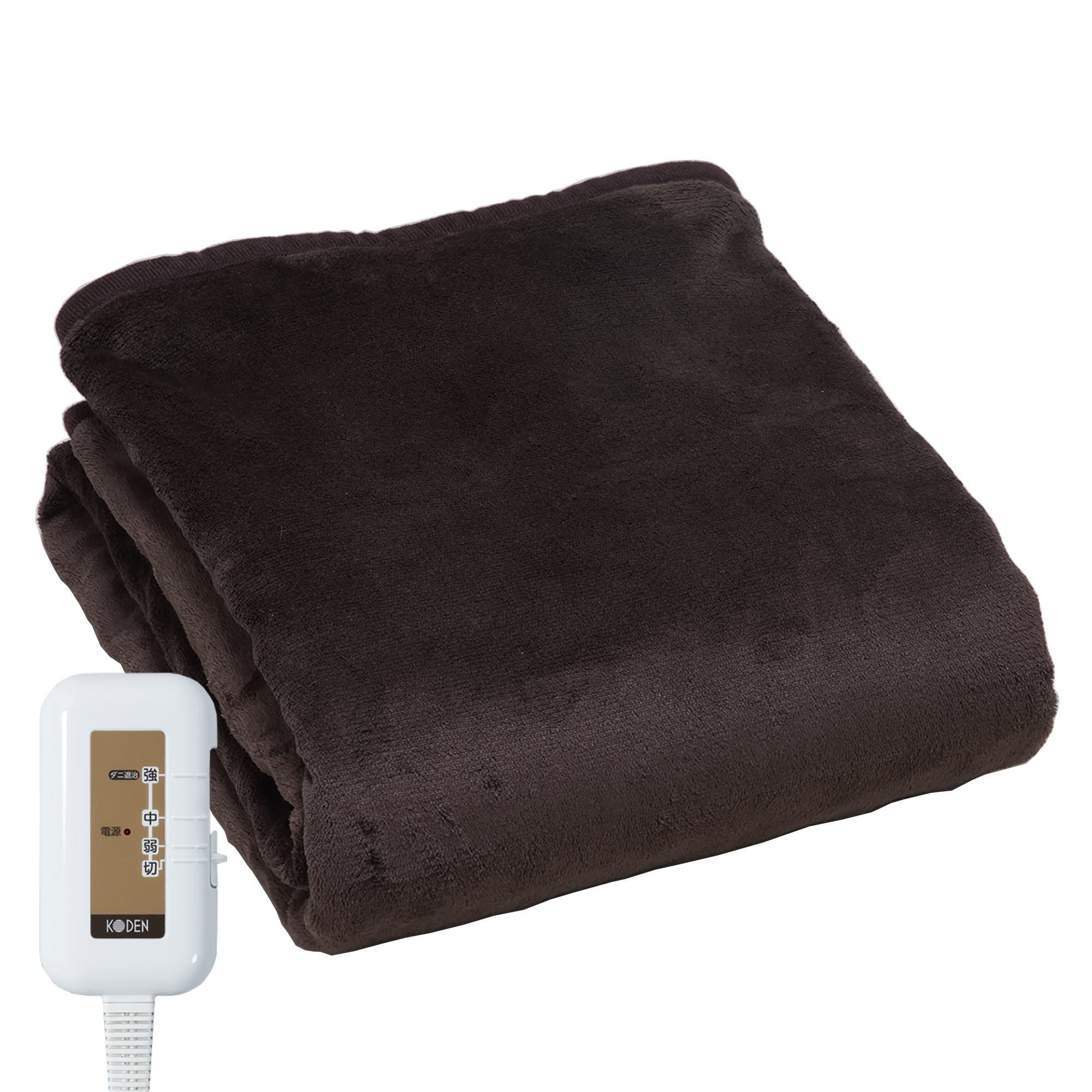KODEN Electric Blanket, Single, 130 x 80 cm, Flannel, Brown, Washable, Slide Temperature Adjustment, Dust Mite Killer VWA401H-B
