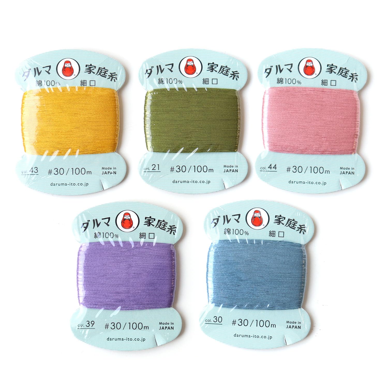 Nippon Chuko Yokota Daruma Home Thread Hand Sewing Thread 30 Count Narrow Mouth "Nuance Color" 5 Color Set FDRS
