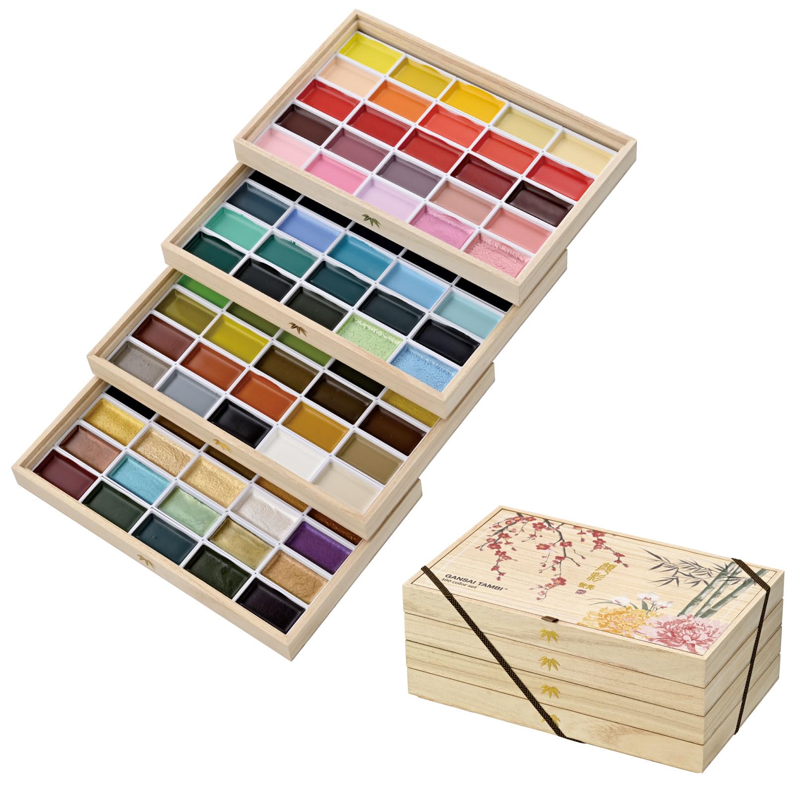 Kuretake Paints Aesthetic Aesthetic 100 Colors Set 4 Paulownia Box Four Princes Pattern MC20/100WD4