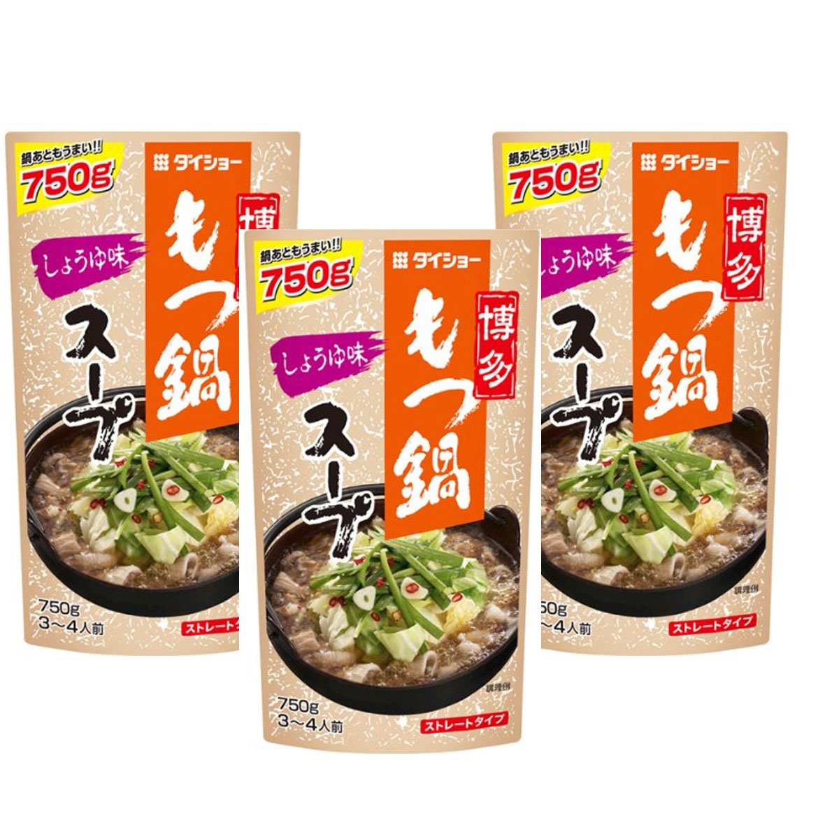 Hakata offal hot pot soup soy sauce flavor 750g x 3 pieces Daisho