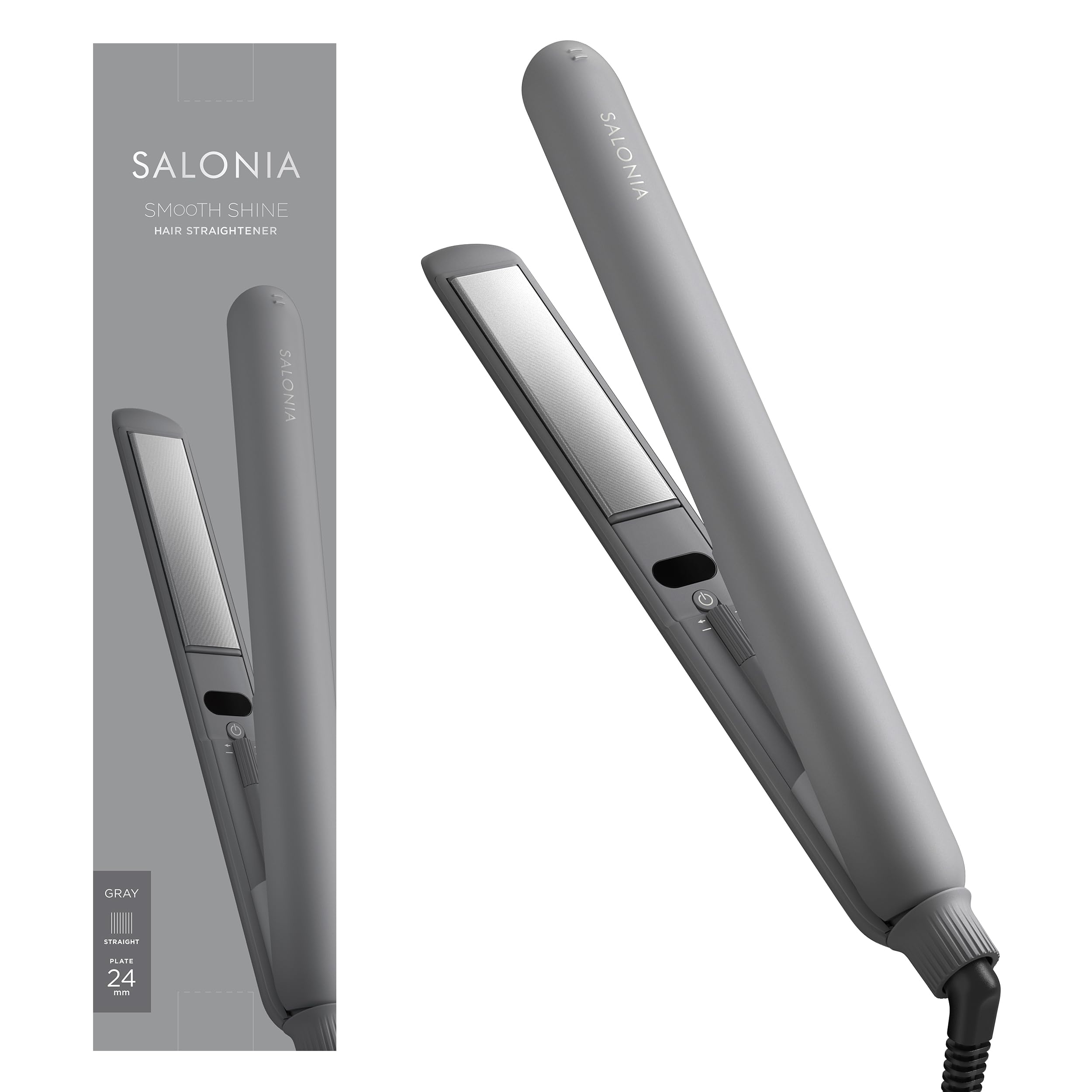 SALONIA 살로니아 부드러운 샤인 스트레이트 다리미 헤어 다리미 24mm SAL23105GR 그레
