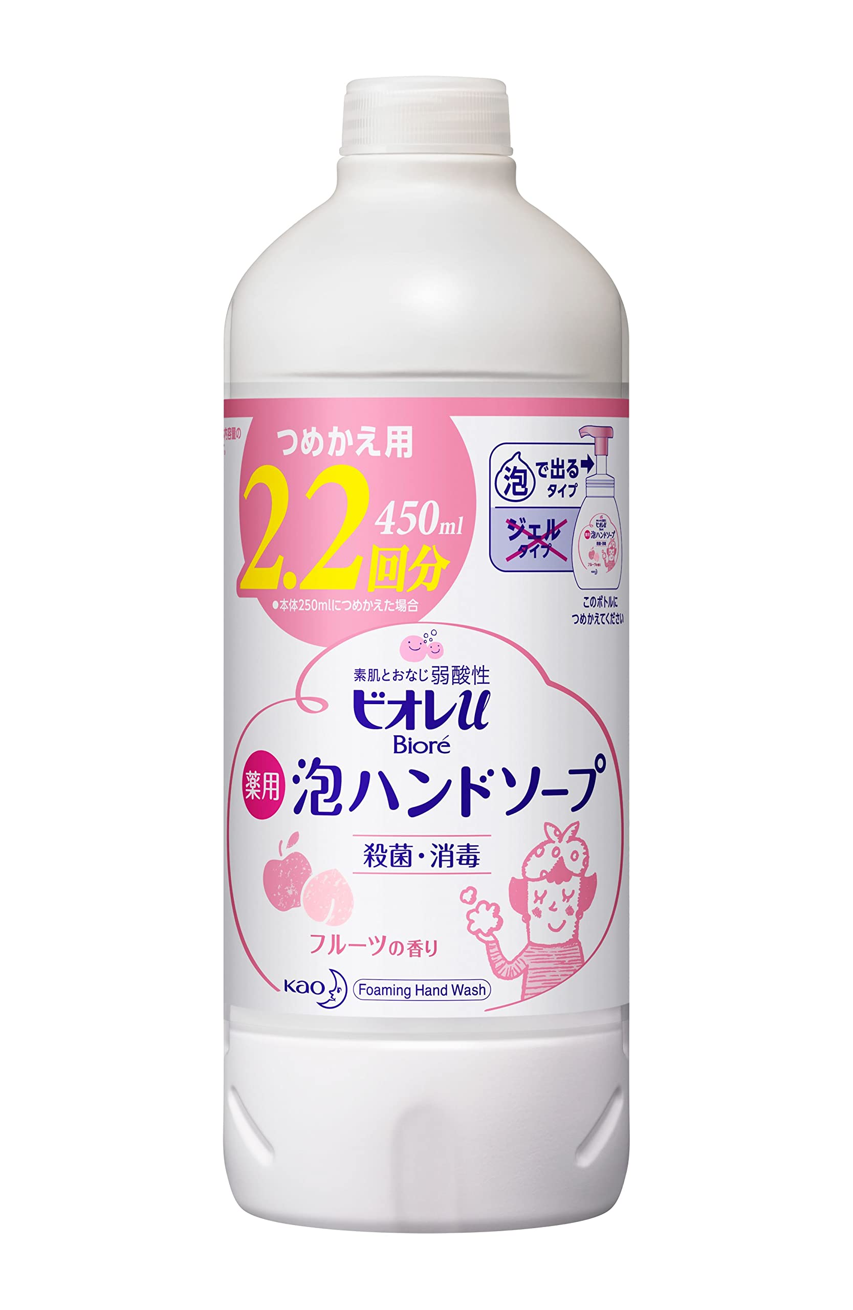 Xà phòng rửa tay Biore U Foam Fruit Refill 450ml