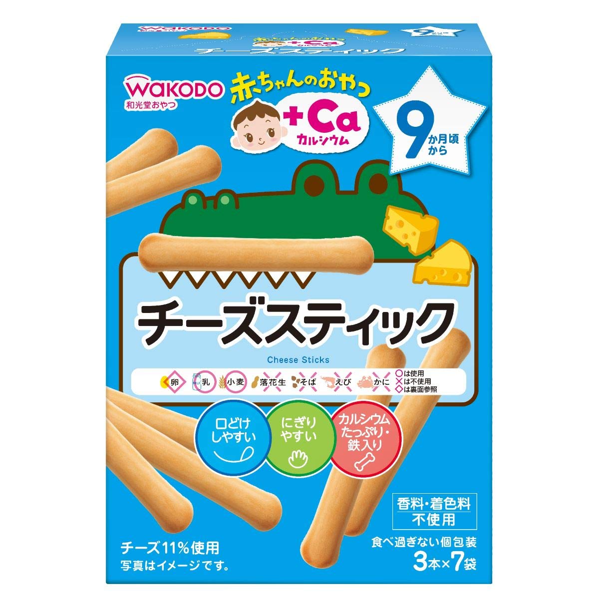 【와코도】 아기 간식+Ca 칼슘 치즈 스틱 6개 [9개월경부터] 부드럽게 하기 쉬운 설계