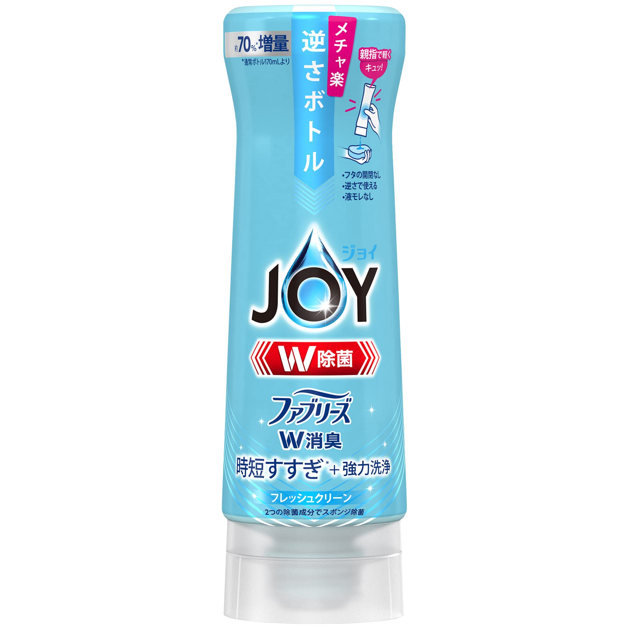 Joy W น้ำยาล้างจานฆ่าเชื้อ W ขวดกลับหัวกำจัดกลิ่น Fresh Clean ยูนิตหลัก 290 มล.