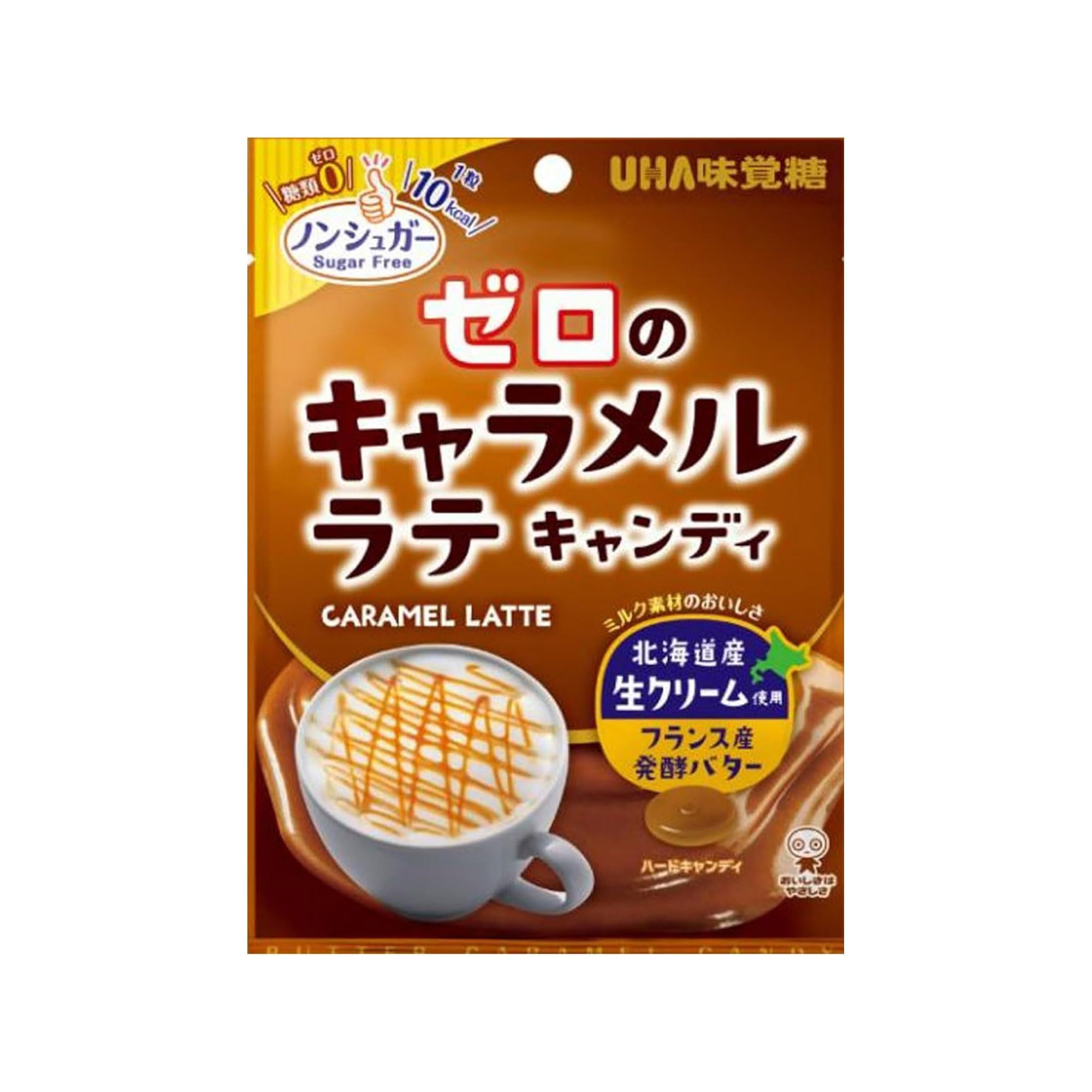 UHA 미각 설탕 제로 캐러멜 라떼 캔디 81g