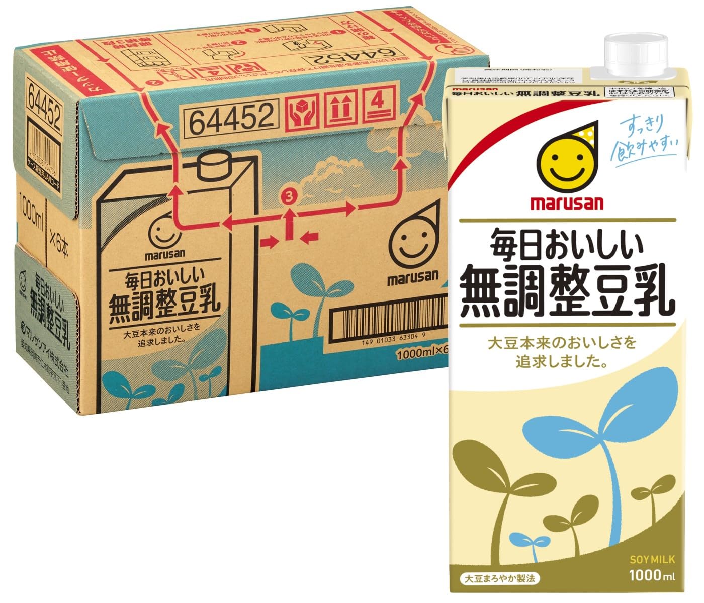 마루산 매일 맛있는 무조정 두유 1000ml×6개