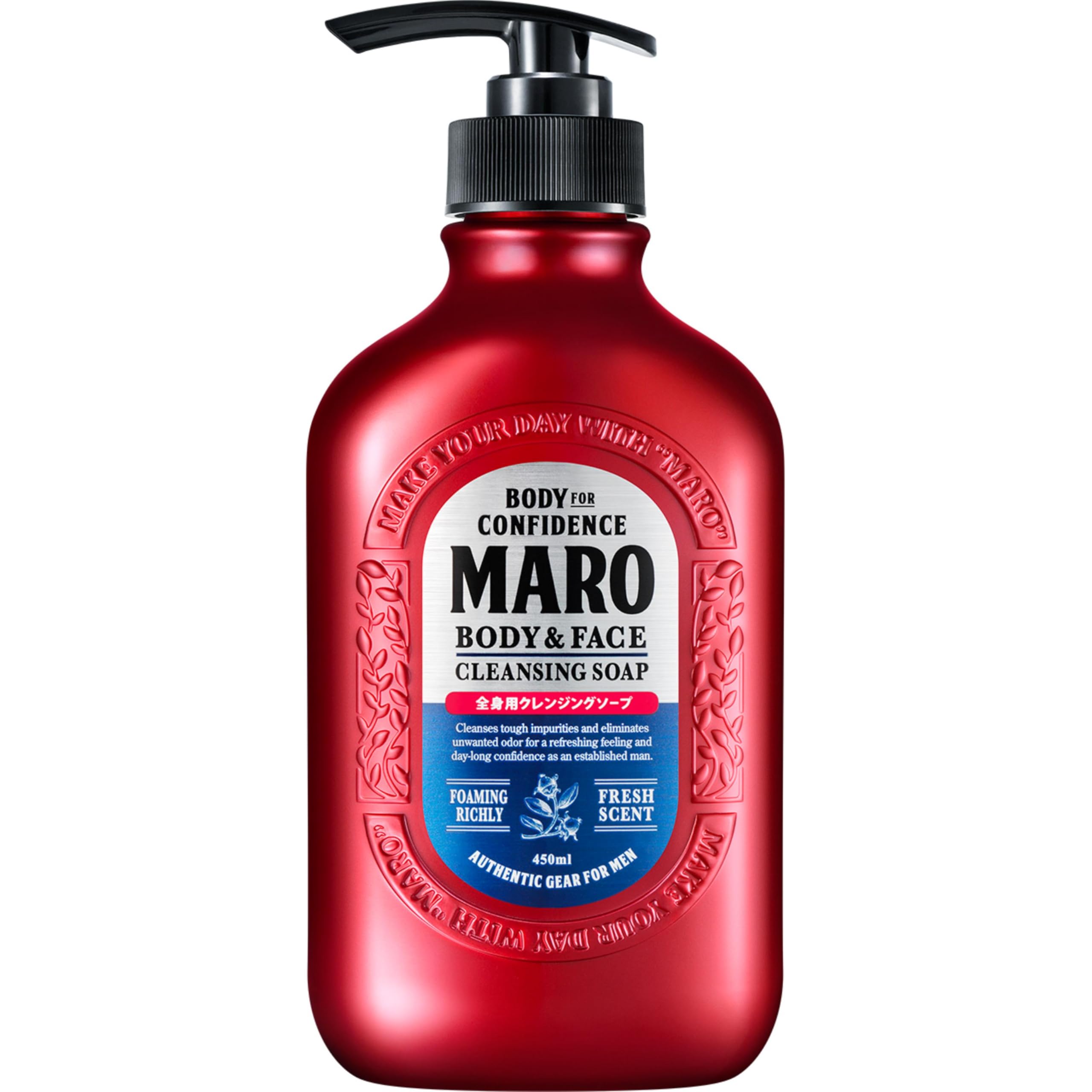 MARO (Maro) Body soap for the whole body, men's, can also wash the face, 450ml, herbal citrus scent, main body