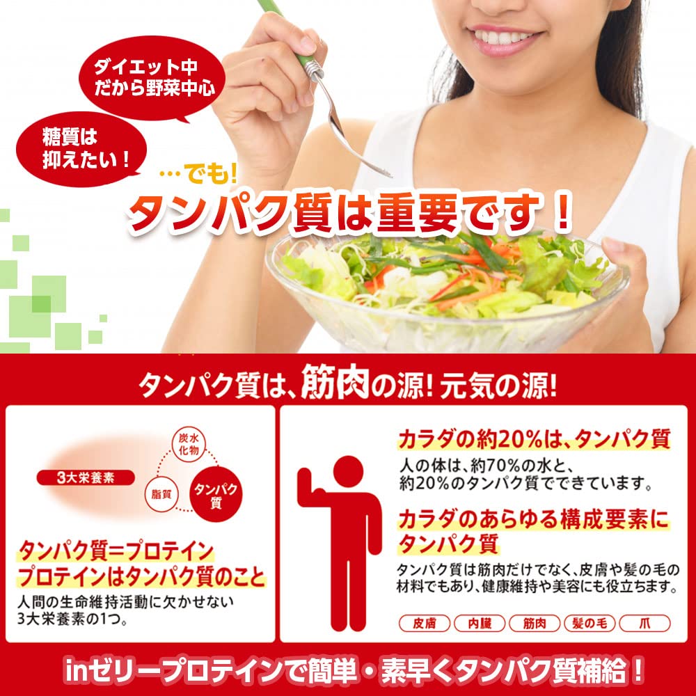모리나가 제과 in젤리 단백질 5g 180g × 6개 요구르트 맛 10초 충전 단백질 저당질 지방 제로 유청 펩티드 아침 식사 방재 비상식 국산