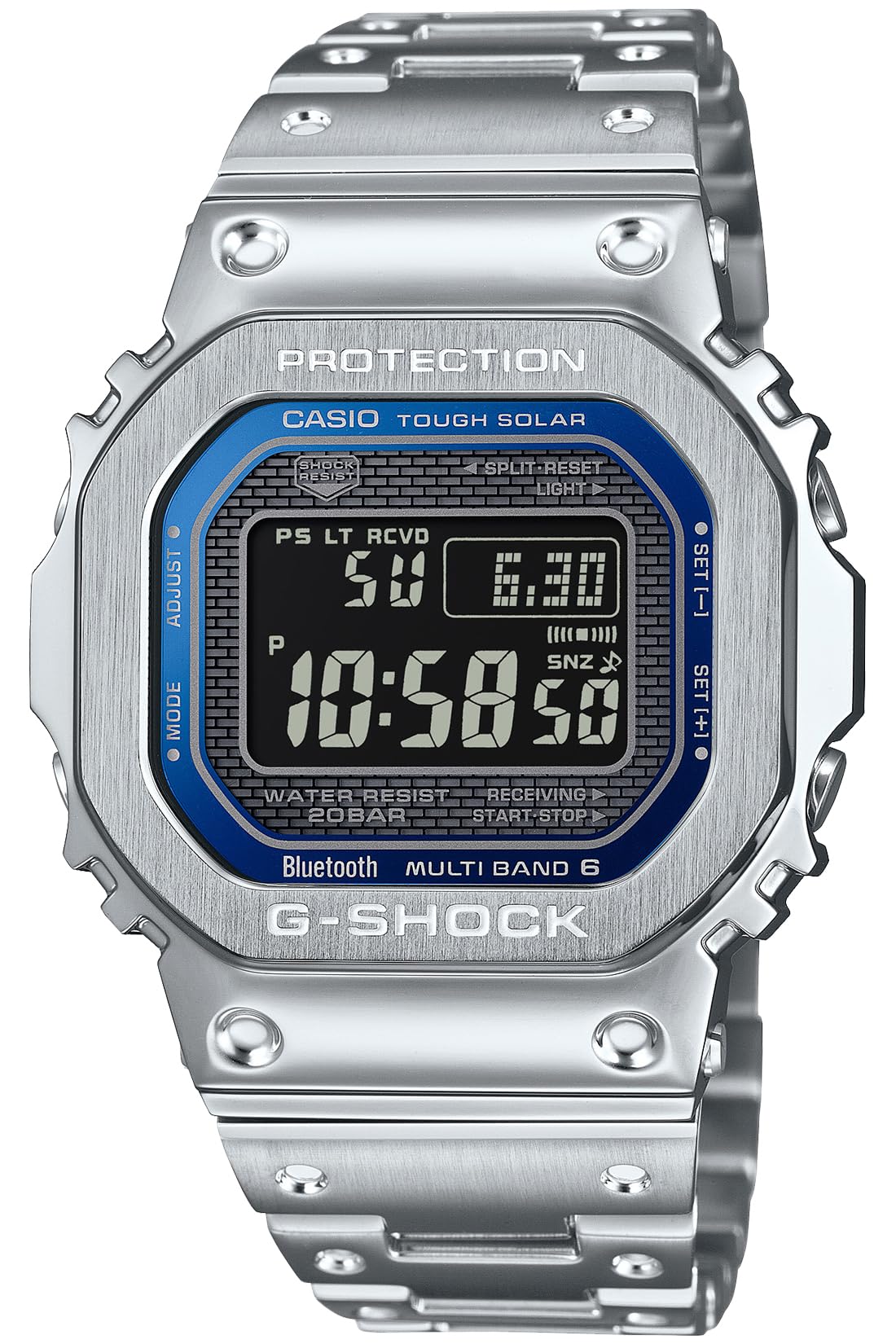 [Casio] G-Shock Watch [Domestic Genuine Product] Equipped with Bluetooth Full Metal Radio Solar GMW-B5000D-2JF Men's Silver
