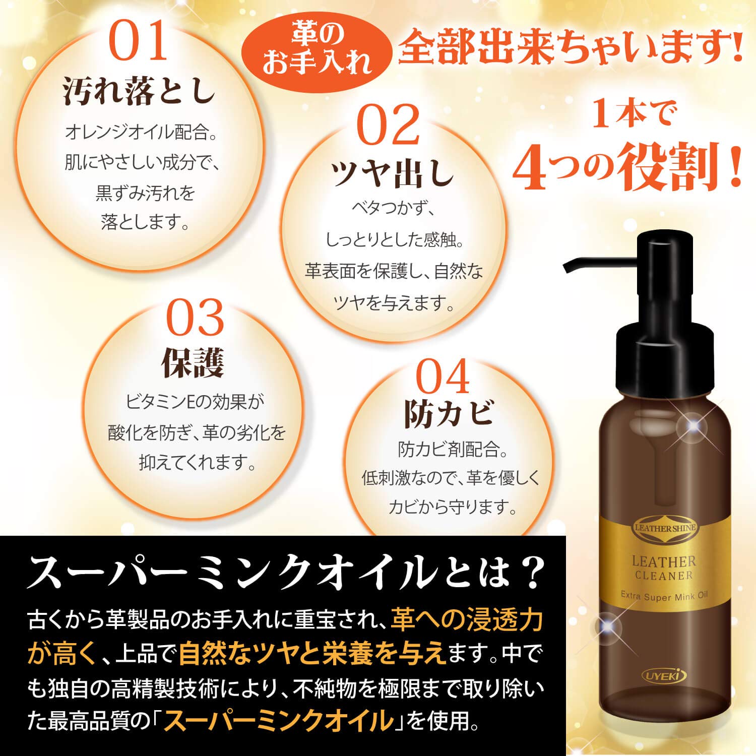 Leather cleaner with dedicated cloth 100mL (for cleaning bags, leather shoes, and leather products)