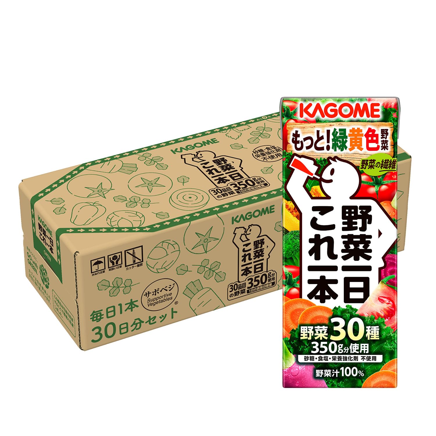 카고메 야채 하루 이것 하나 200ml 종이 팩 × 30 개 (매일 1 개 30 일분식이 섬유 칼륨 비타민 A 리코펜 칼슘)