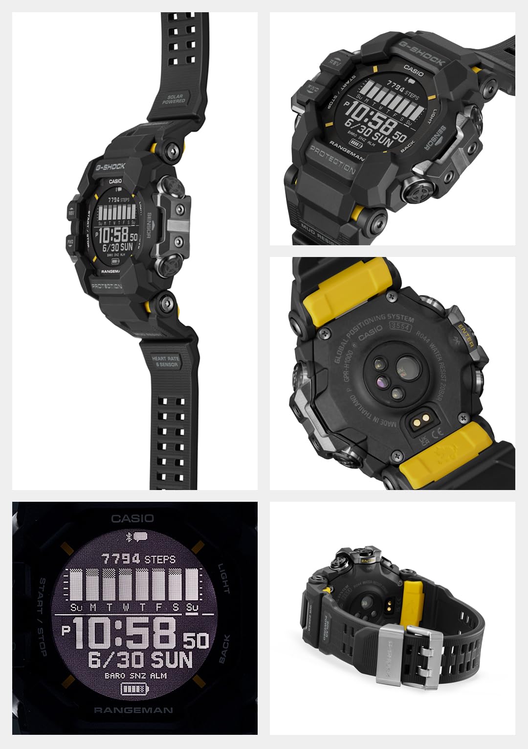 [Casio] G-Shock Watch [Domestic Genuine Product] RANGEMAN GPS Heart Rate Monitor Equipped with Bluetooth Environmentally Friendly Materials GPR-H1000-1JR Men's Black