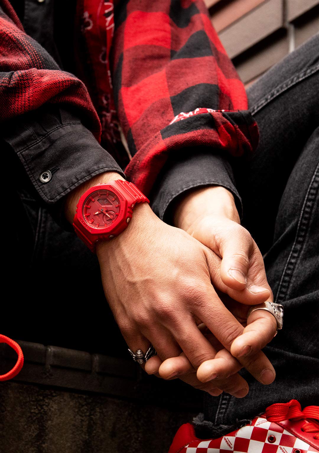 [Casio] G-Shock Watch [Domestic Genuine Product] Carbon Core Guard GA-2100-4AJF Men's Red
