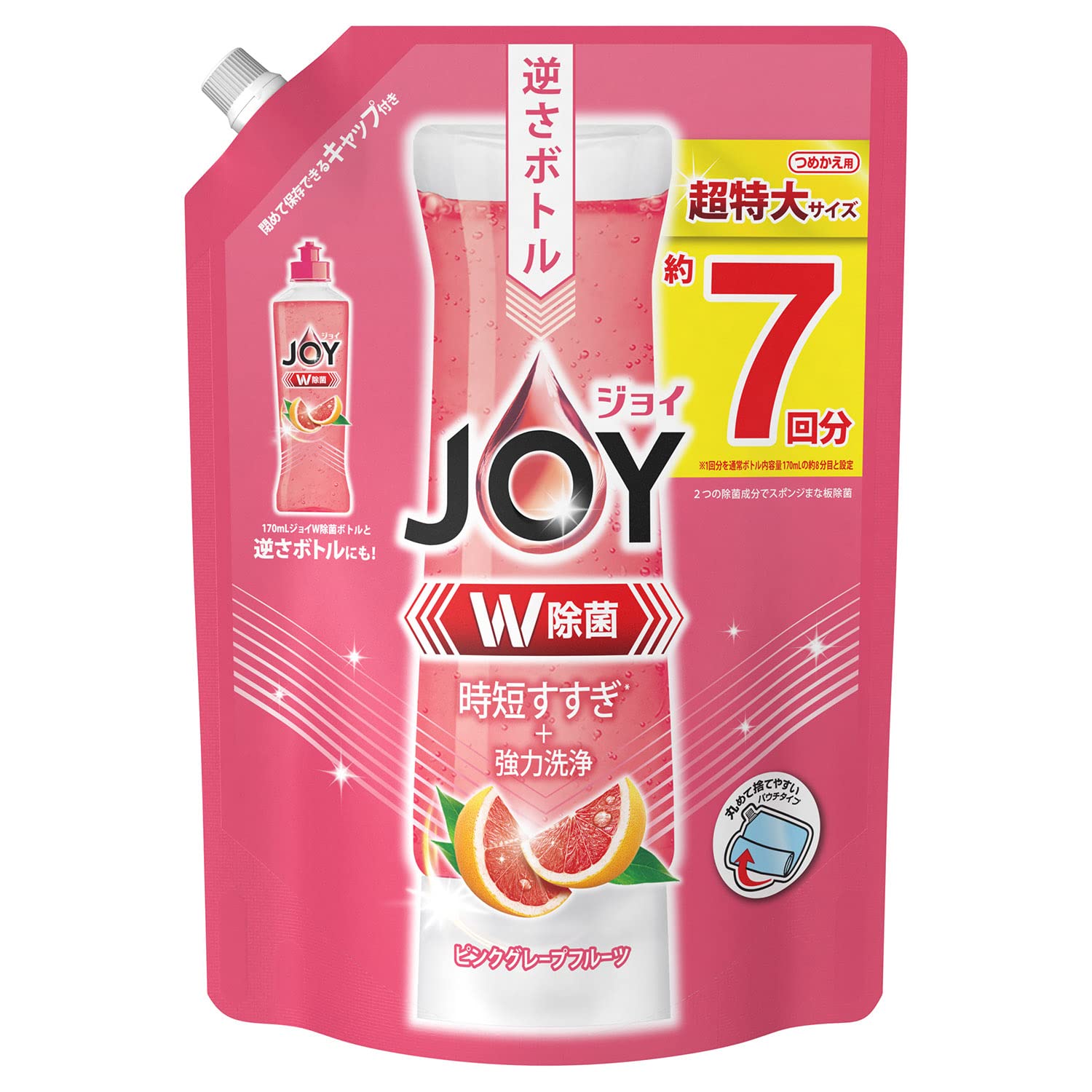 ジョイ W除菌 食器用洗剤 ピンクグレープフルーツ 詰め替え 超特大 910mL 1