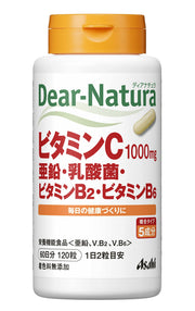 디아 내츄라 비타민 C · 아연 · 유산균 · 비타민 B2 · 비타민 B6 120 알갱이 (60 일분) 아사히 사프리 Dear-Natura 국내 공장에서 생산