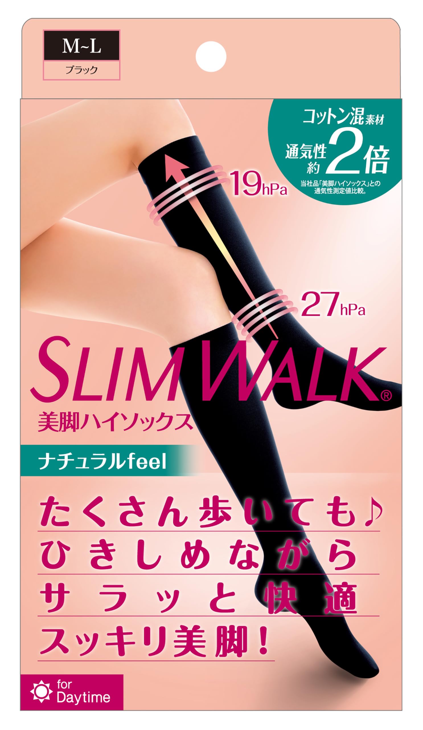 Slim Walk Compression Socks Beautiful Legs High Socks Natural Feel Black M-L Compression Socks AskDoctors Deodorant Fiber Breathable