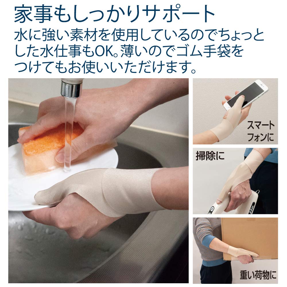 Alfax Wrist Support Thumb Thin Thin Fixed Made in Japan Doctor's Wrist Support Fit Beige Right Hand S Size