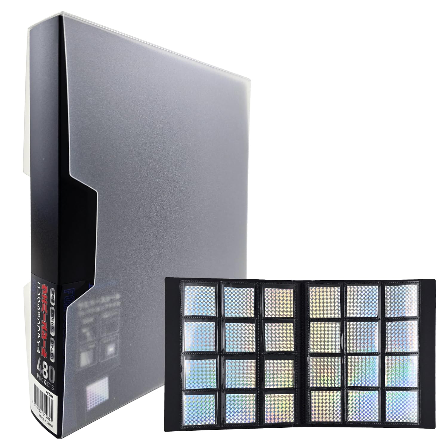 Hapira Wafer Seal Collection File, 480 pockets, case included, sleeve compatible, side insert, double-sided pocket, black mount, chocolate sticker, square sticker, black PF004