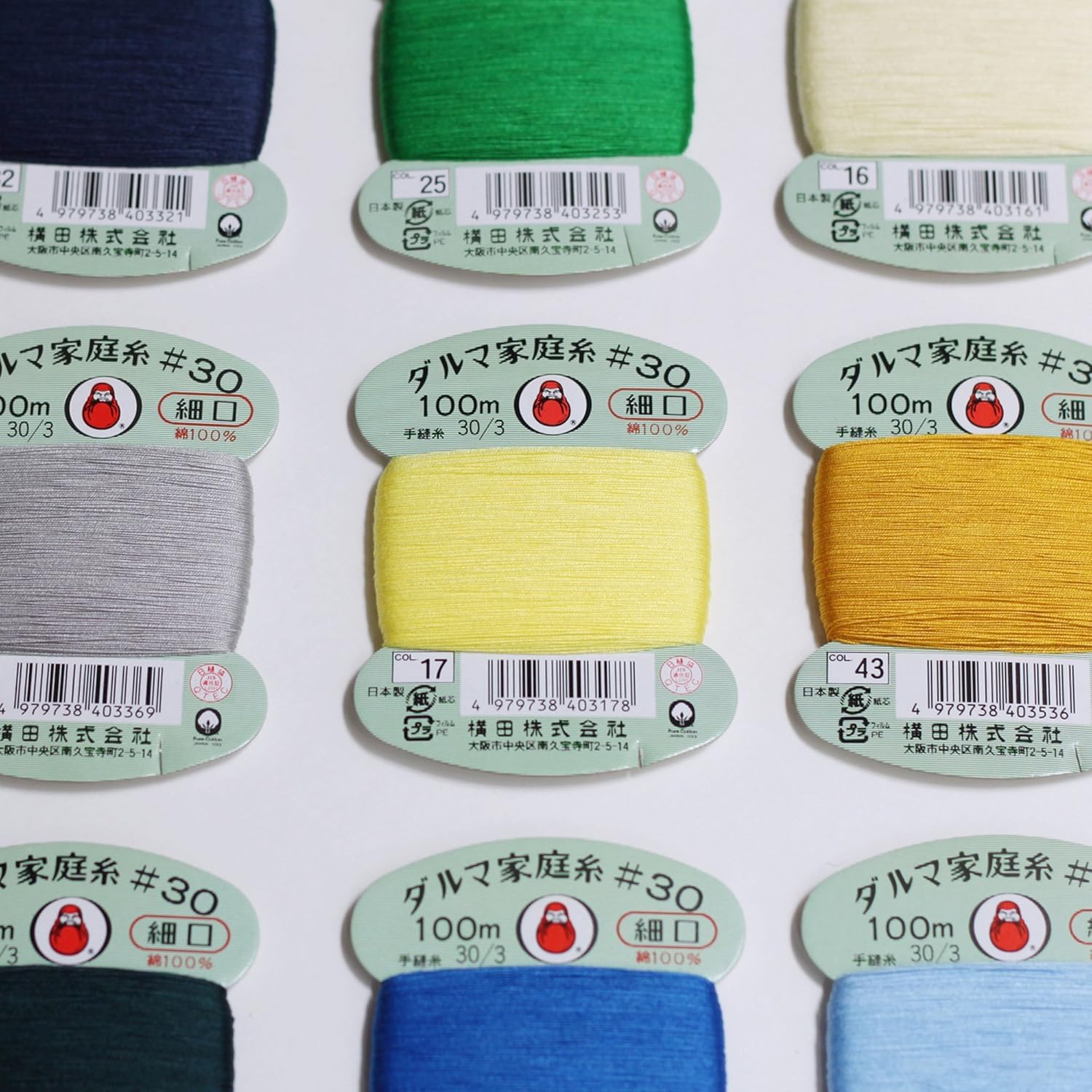 Nippon Chuko Yokota Daruma Home Thread Hand Sewing Thread 30 Count Narrow Mouth "Nuance Color" 5 Color Set FDRS