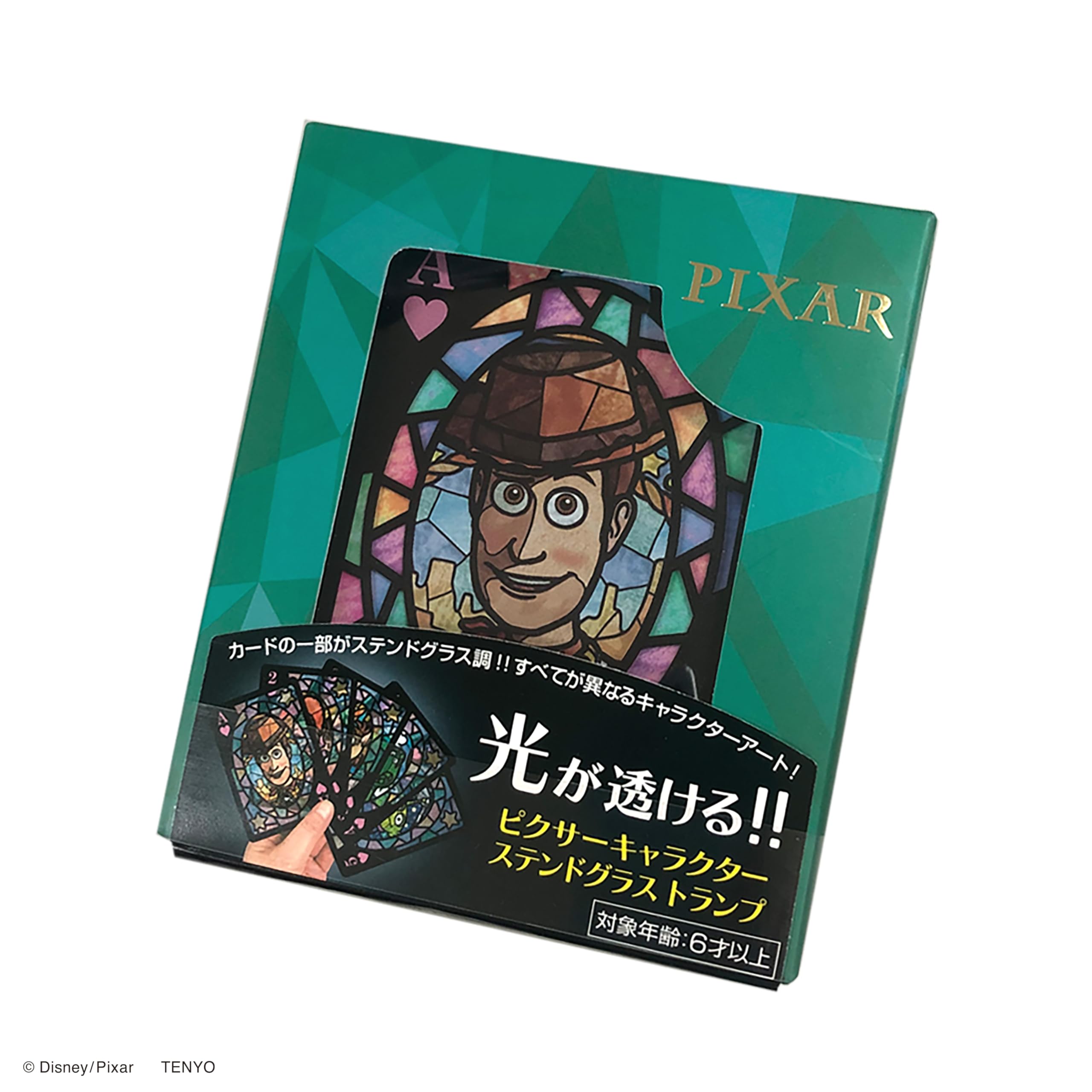Tenyo Disney Pixar Character Stained Glass Playing Cards Transparent Stained Glass Style 54 Pieces All Different Characters PVC Material