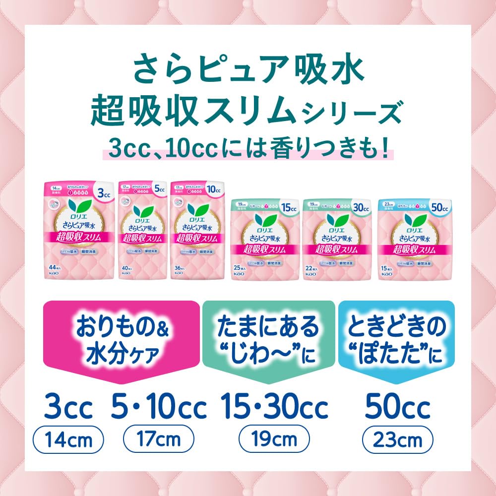Kao Laurier Sara Pure Water Absorption Super Absorbent Slim 5cc 40 Sheets
