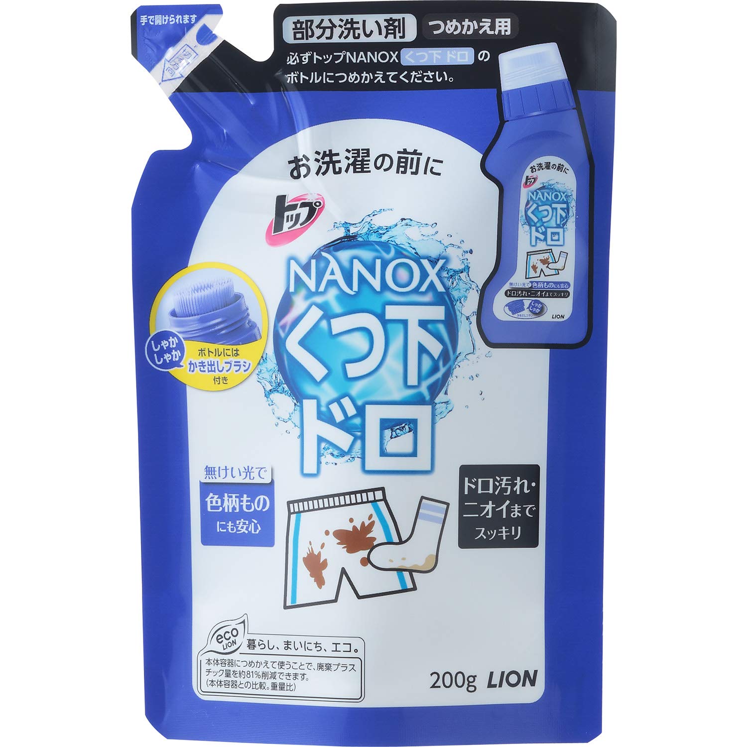 TOP Nanox Spot Cleaner for Muddy No Fluorescent Agent Laundry Detergent Liquid Refill 200g