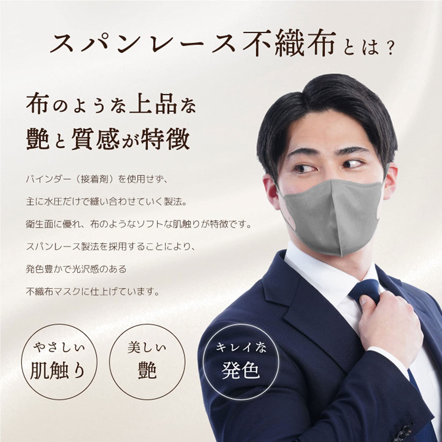 iSDG Ishokudogen.com 3D spunlace non-woven color mask SPUN MASK (span mask) individually wrapped 7 pieces Mocha Brown