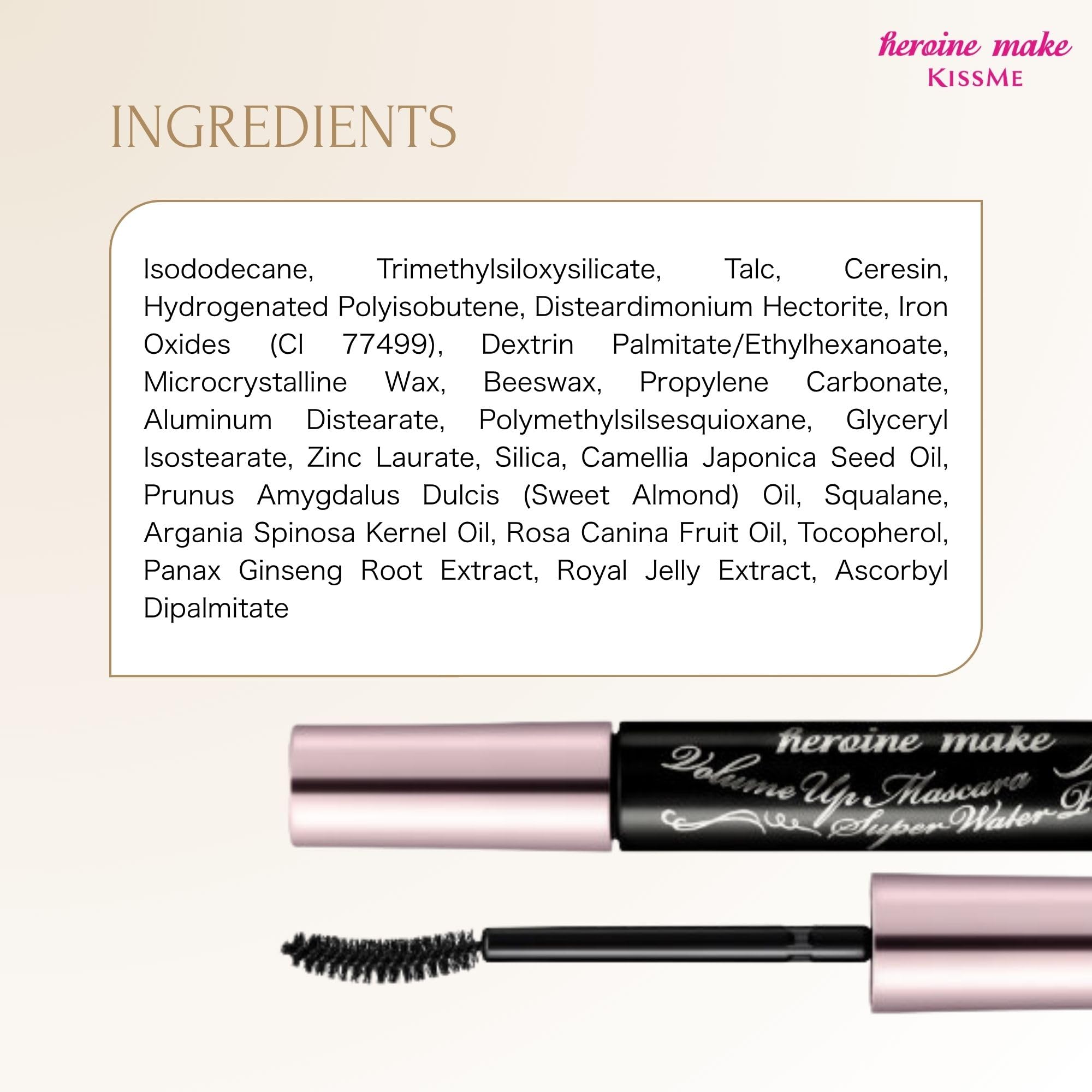 Heroine Make Volume UP Mascara Super WP 01 Black 6g Waterproof formula resistant to tears, sweat, water, sebum, and abrasion