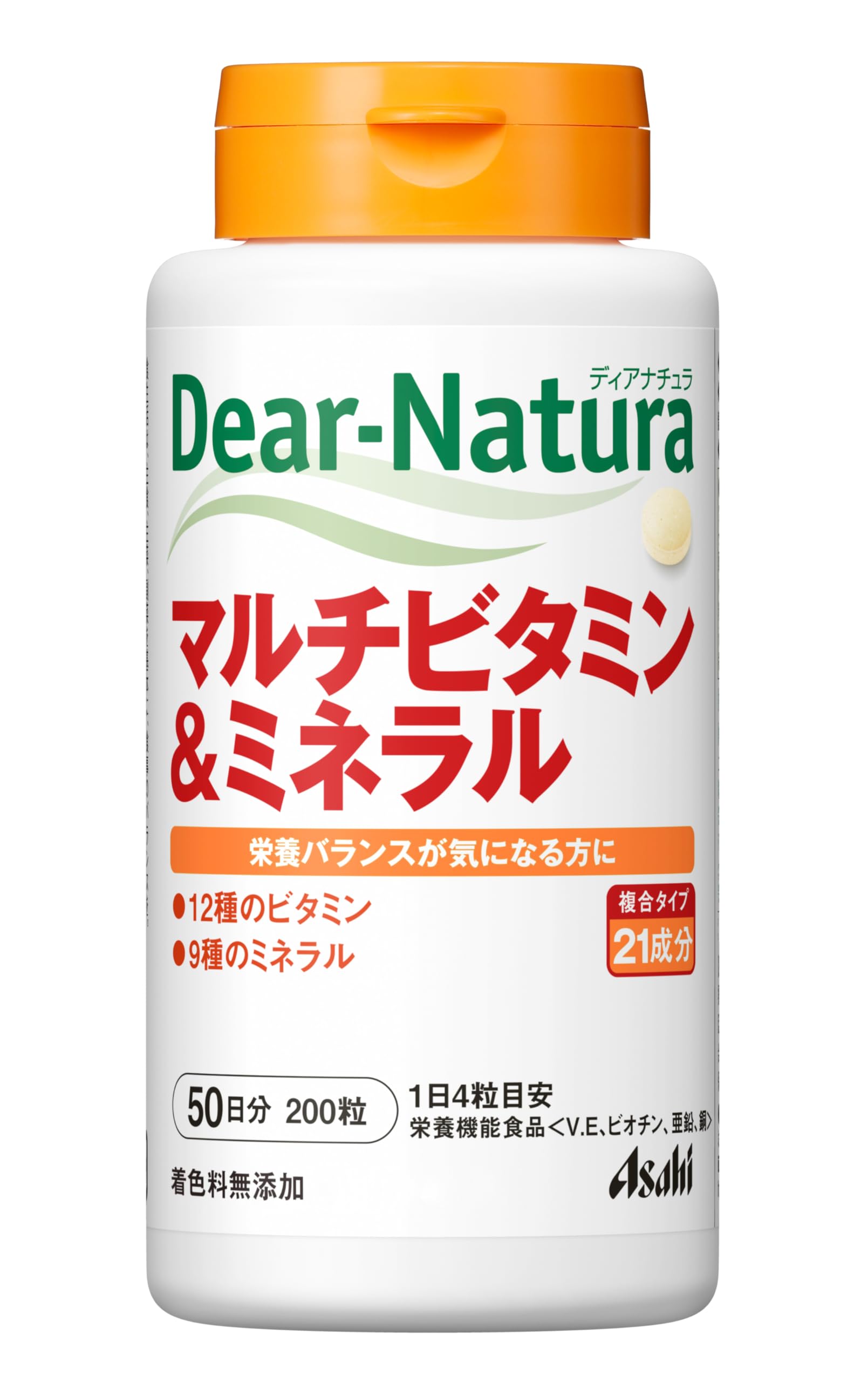 디아나츄라 멀티 비타민 & 미네랄 200 알갱이 (50 일분) 아사히 사프리 Dear-Natura 국내 공장에서 생산