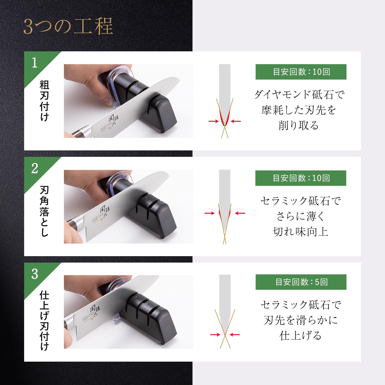 Kai KAI Seki Magoroku Diamond Ceramic Sharpener Knife Sharpening Made in Japan Manual Easy Black AP0308