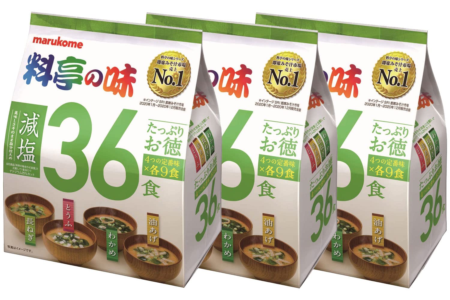 말코메 듬뿍 덕 료테이의 맛 즉석 된장국 감염 타입 36식(4종×9종)×3개【대용량 타입】