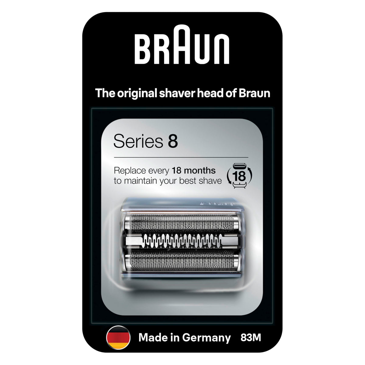 Braun Series 8 Scherkopf, Elektrorasierer, Ersatzscherteil kompatibel mit Rasierer Herren Series 8, 83M, matt, 1er Pack