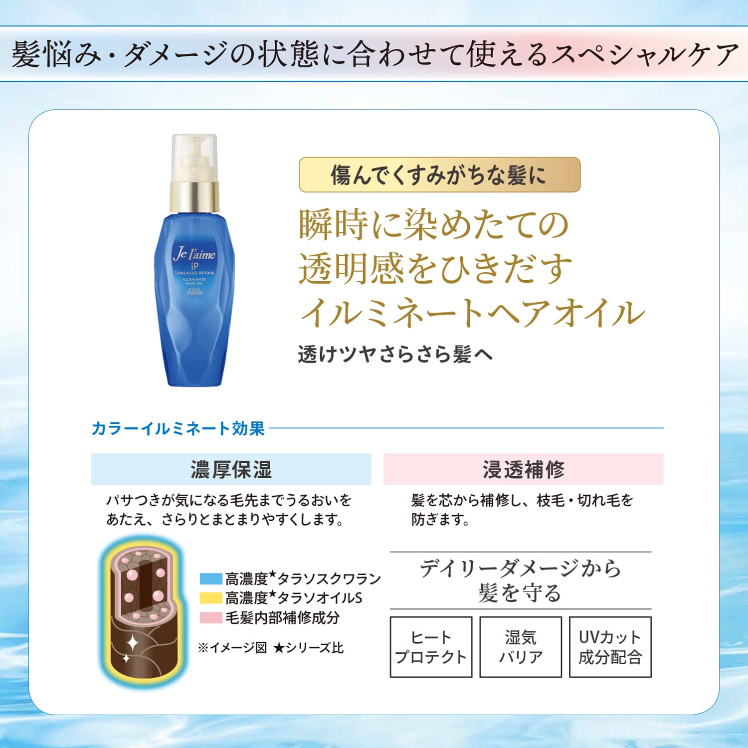 Dầu dưỡng tóc Jureme iP Tarasori Pair Illuminate Hair Oil 80mL KOSE