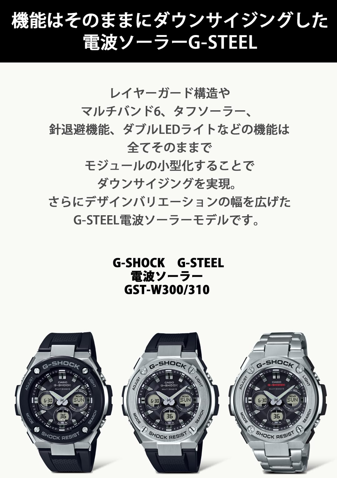 [Casio] G-Shock Watch [Domestic Genuine Product] G-STEEL Radio Solar GST-W300-1AJF Men's Black