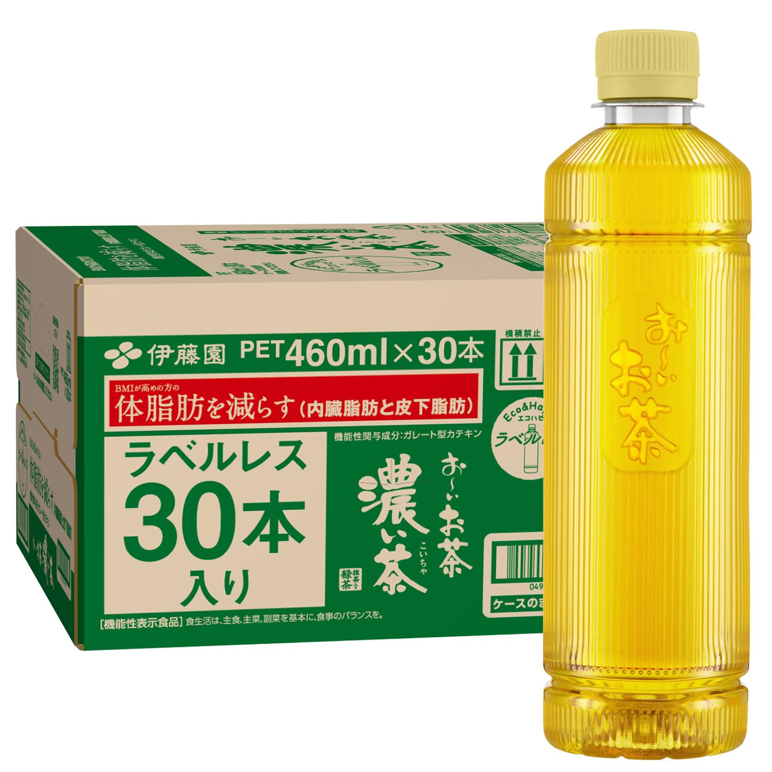[기능성 표시 식품] 이토엔 라벨리스 오이 차 짙은 차 460ml×30개 스마트 병