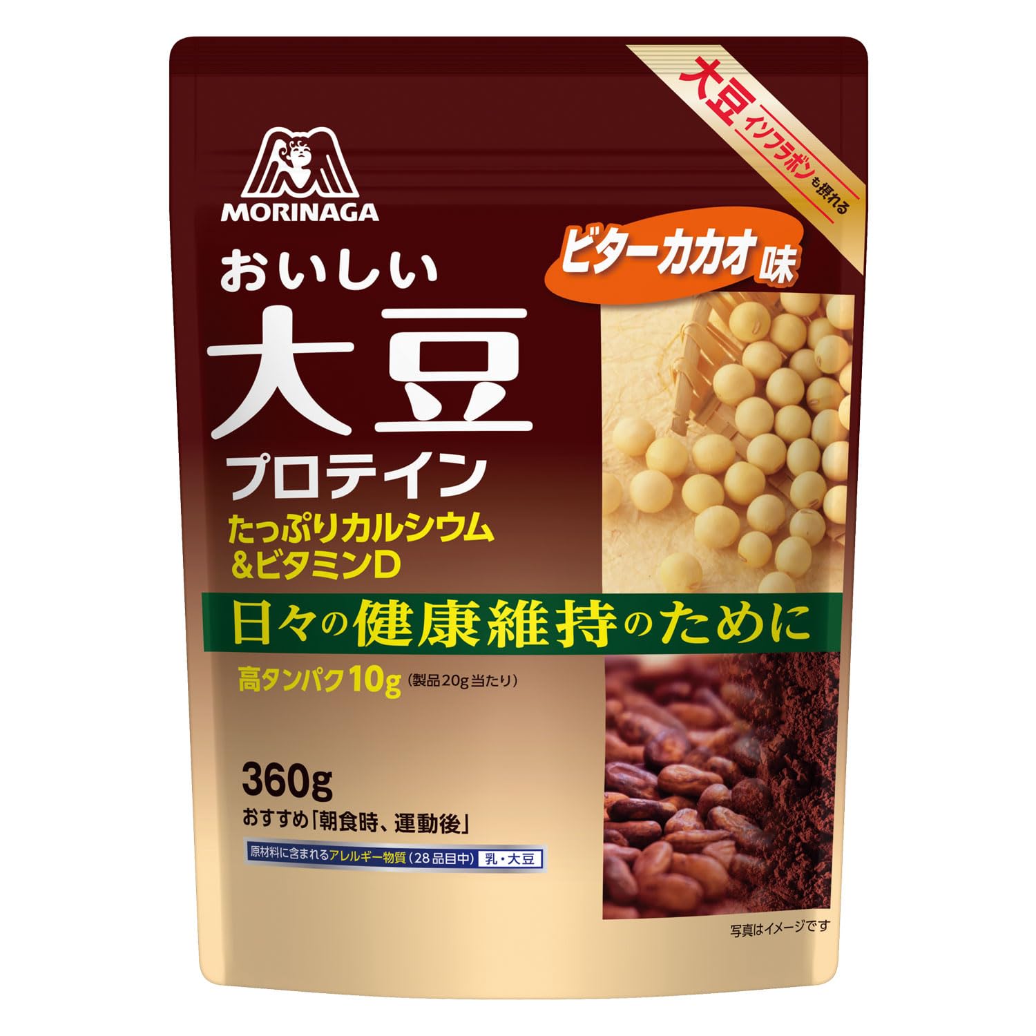 Morinaga & Co. Delicious Soy Protein Bitter Cacao Flavor 360g x 1 Protein Soy Protein Calcium Vitamin D Soy Isoflavone Anti-Doping Domestic