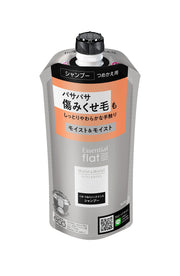 flat(플랫) 에센셜 플랫 모이스트&모이스트 샴푸 빗털 머리 부스러기 머리카락 끝 정리 스트레이트 헤어 고와 첨부 제거 성분 배합(세정 성분) 리필 340ml